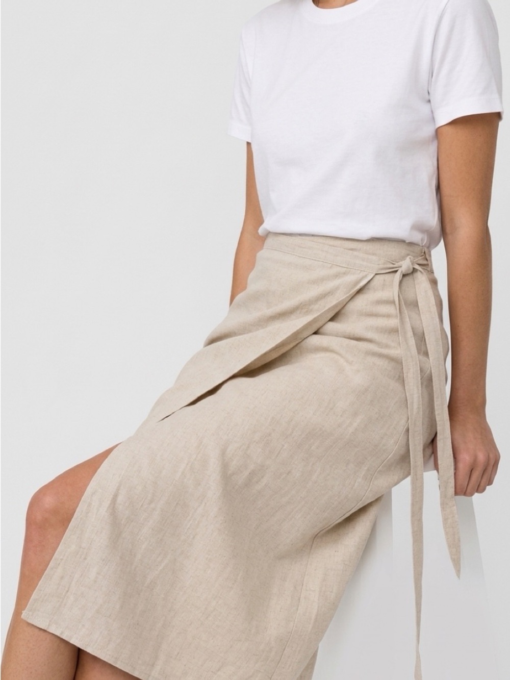Lisa Says Gah Natural Wrap Midi Skirt - Picture 2 of 6